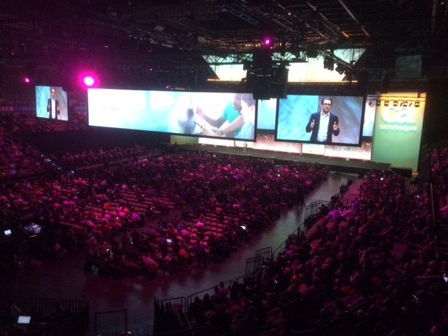 CA CTO Otto Berkes addressing general session at CAworld 2015.