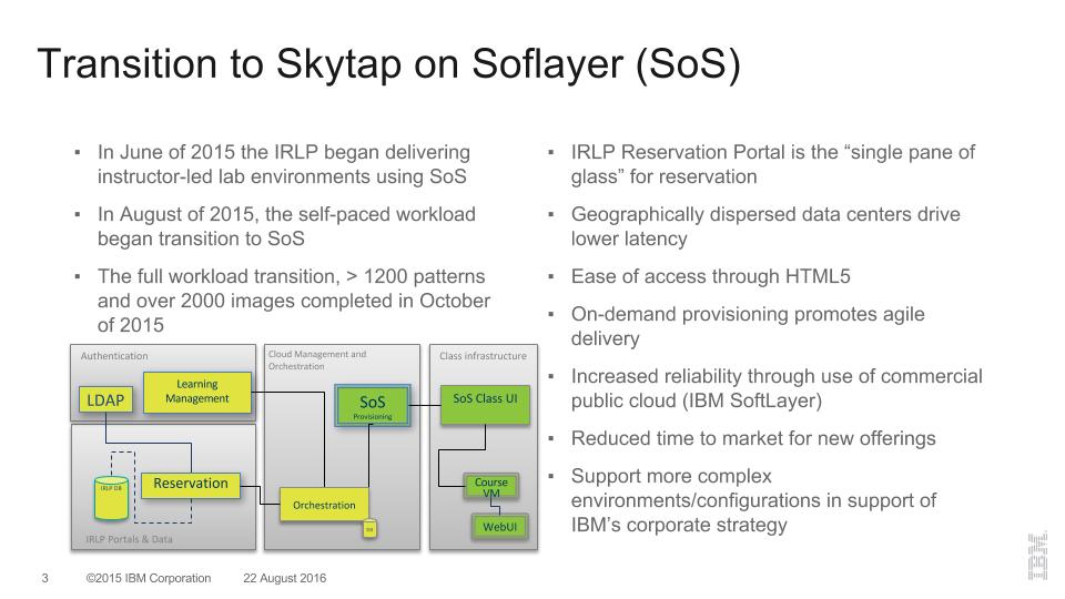 IBM's process and benefits of training migration to cloud-based labs