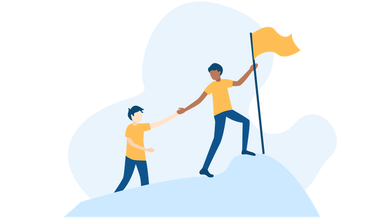 illustration of two people hiking